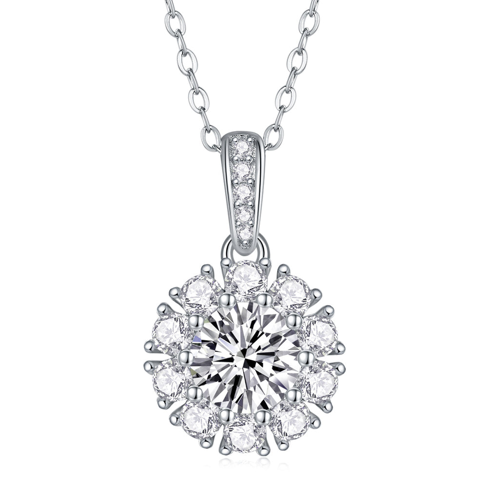 Blossom - 1-carat Moissan Diamond S925 Sterling Silver And Platinum Plating Pendant