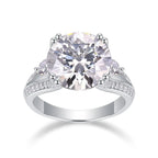 1Elegant Radiance - Ring with 5-Carat Moissanite S925 Sterling Silver and Platinum-Plated Diamond 