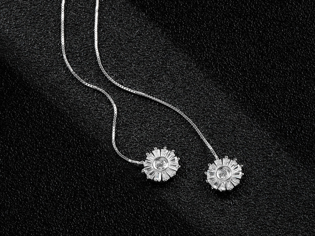 Diamond Christmas Snowflake Tassel Earrings