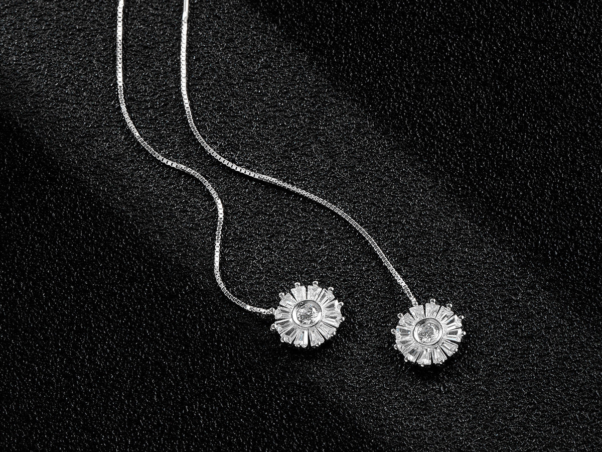 Diamond Christmas Snowflake Tassel Earrings