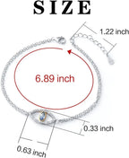 925 Sterling Silver Double Strand Cubic Zirconia Evil Eye Bracelet 