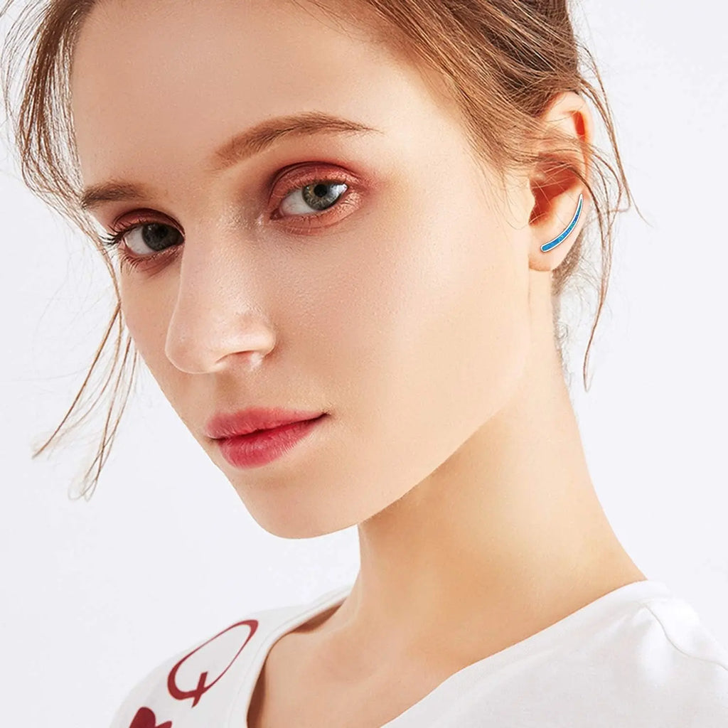 925 Sterling Silver Ear Climbers Earrings for Women Created Opal Earrings for Women Crawler Earrings Jewelry Birthday Valentines Day Gifts for Mom Wife Her