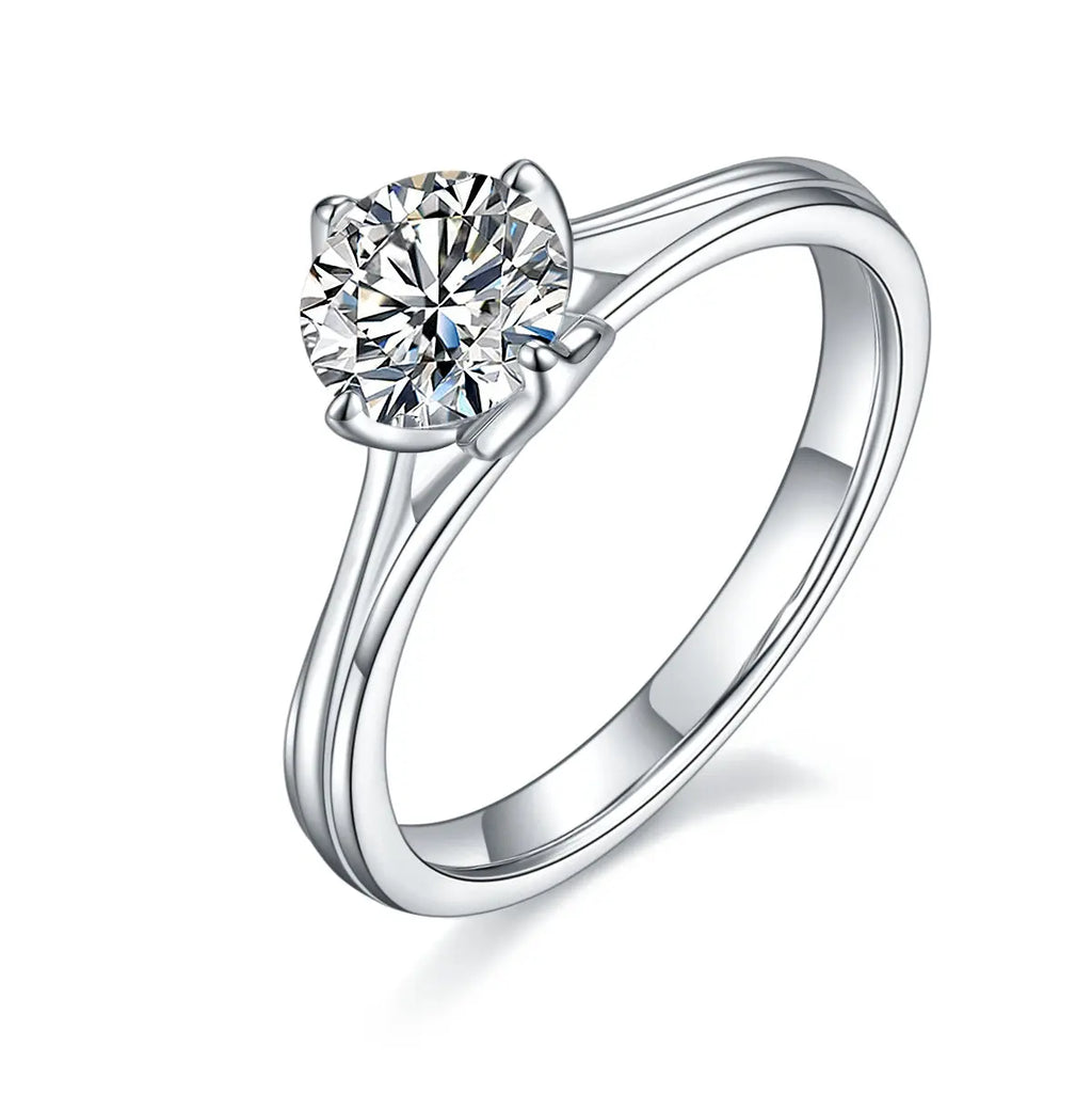 1-Carat Luxury Moissanite S925 Platinum-Plated Silver Ring – Light Luxury Jewelry NP Collection
