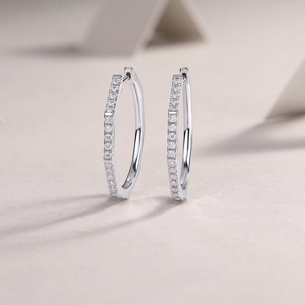 Modern Star Ring - Moissanite S925 Sterling Silver And Platinum-plated Diamonds Earrings