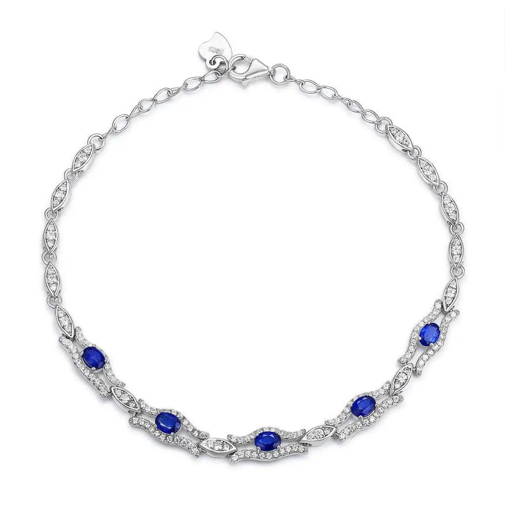 Natural Sapphire Bracelet for Women – S925 Sterling Silver Gemstone Jewelry, Premium Original Design NP Collection