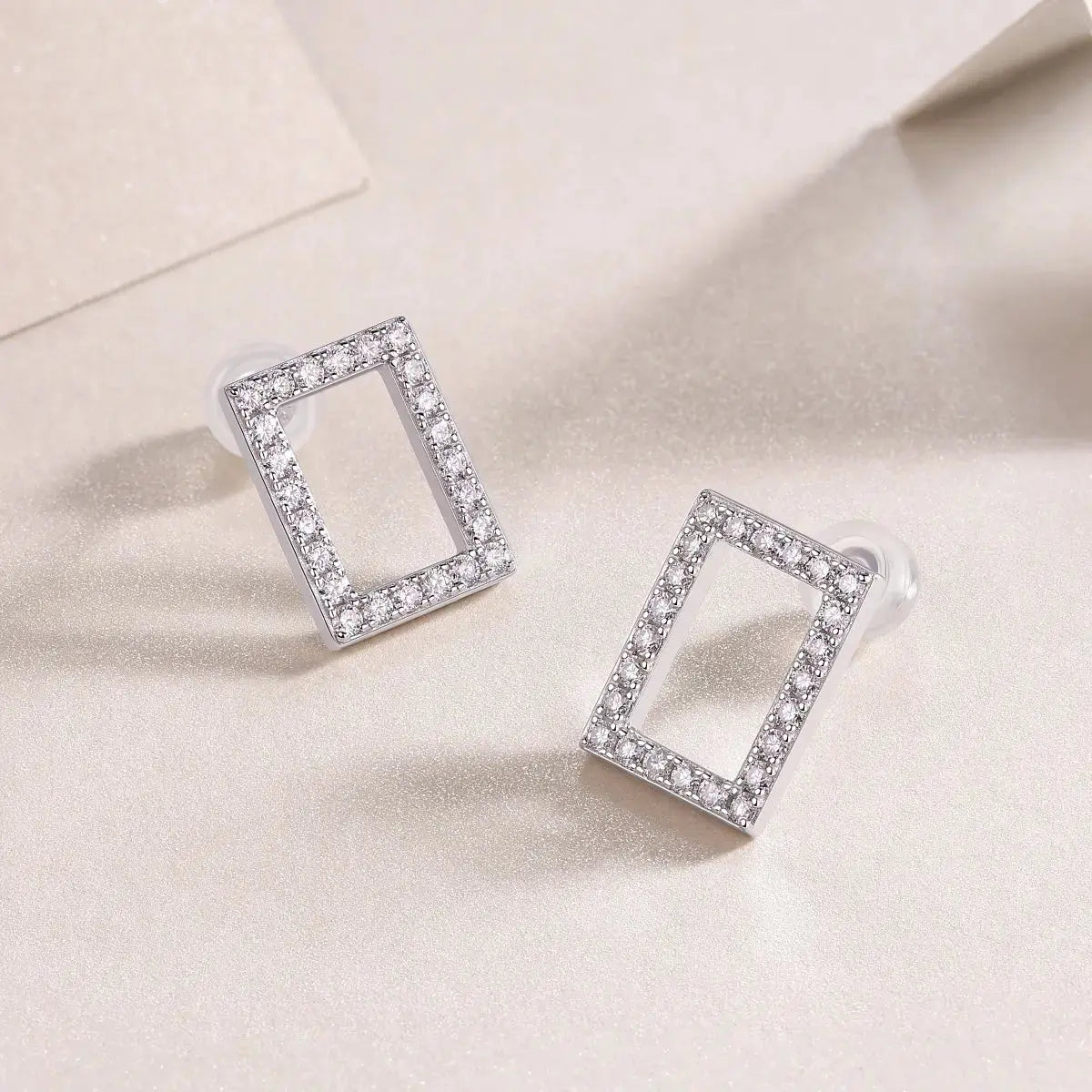In Full Swing – Fashionable and Affordable Moissanite Stud Earrings in S925 Sterling Silver, Platinum Plated NP Collection