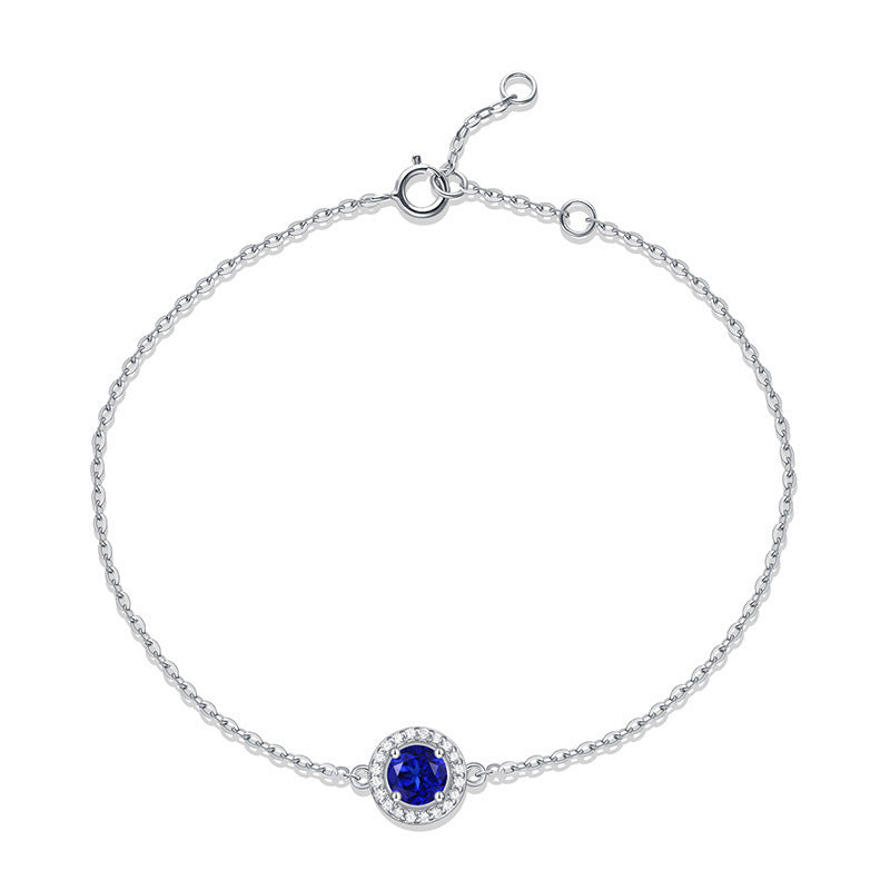 S925 Silver Inlaid Sapphire Bracelet