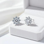 1CT Moissanite Snowflake Sunflower Earrings 925 Silver