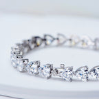 S925 Sterling Silver Bracelet Full Diamond Heart-shaped Bracelet
