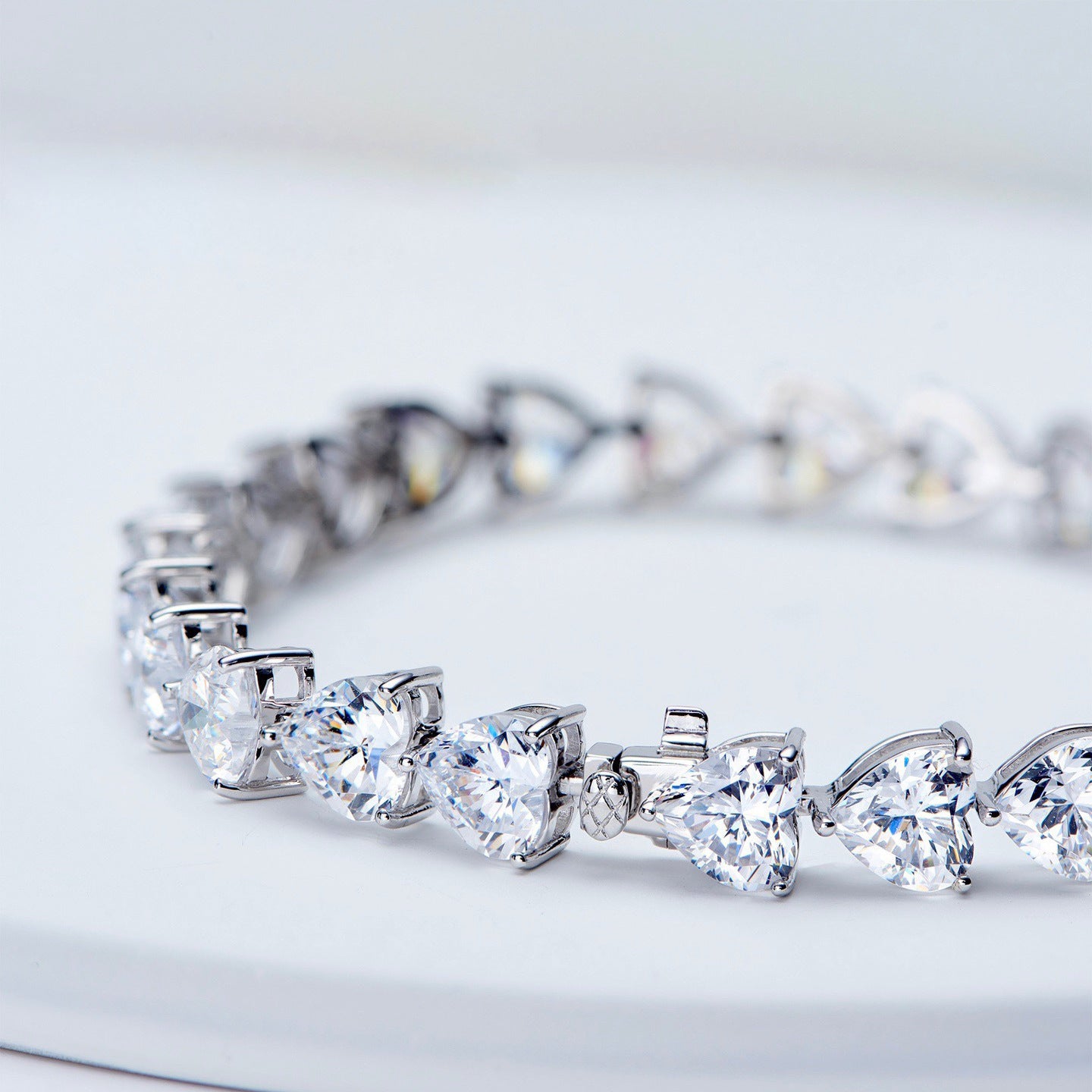 S925 Sterling Silver Bracelet Full Diamond Heart-shaped Bracelet