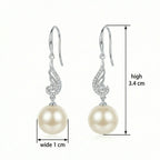 925 Sterling Silver Elegant Sterling Silver Pearl Drop Earrings with Sparkling Cubic Zirconia Accents