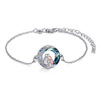 Sterling Silver Girls Dog Adjustable Bracelet with Crystal