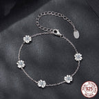 Simple S925 Sterling Silver Clover Moissanite Bracelet