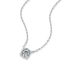 Diamond Jewelry Necklace Pendant Set with 1-Carat and 2-Carat Moissan Diamonds, S925 Sterling Silver and Platinum Plating