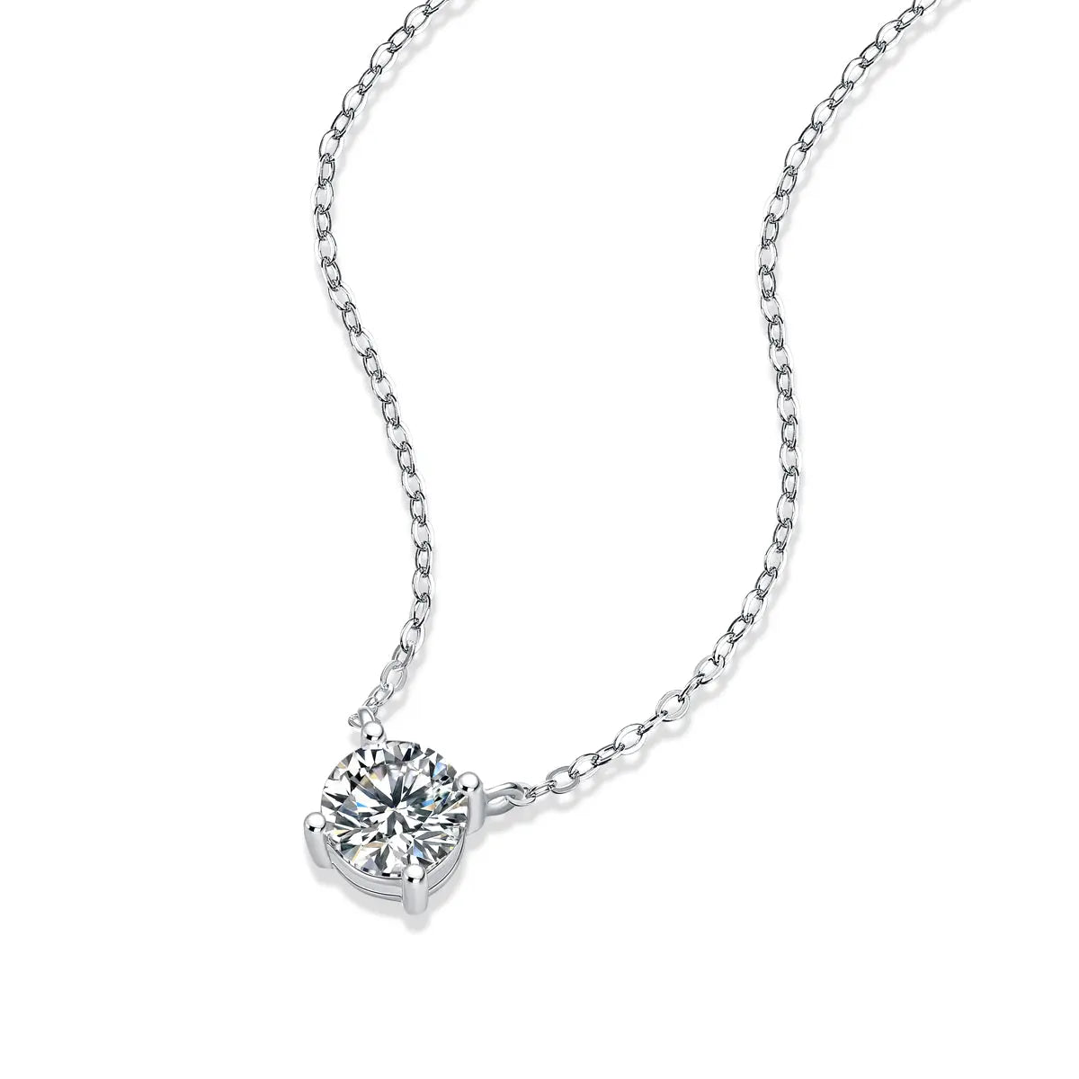 Diamond Jewelry Necklace Pendant Set with 1-Carat and 2-Carat Moissan Diamonds, S925 Sterling Silver and Platinum Plating