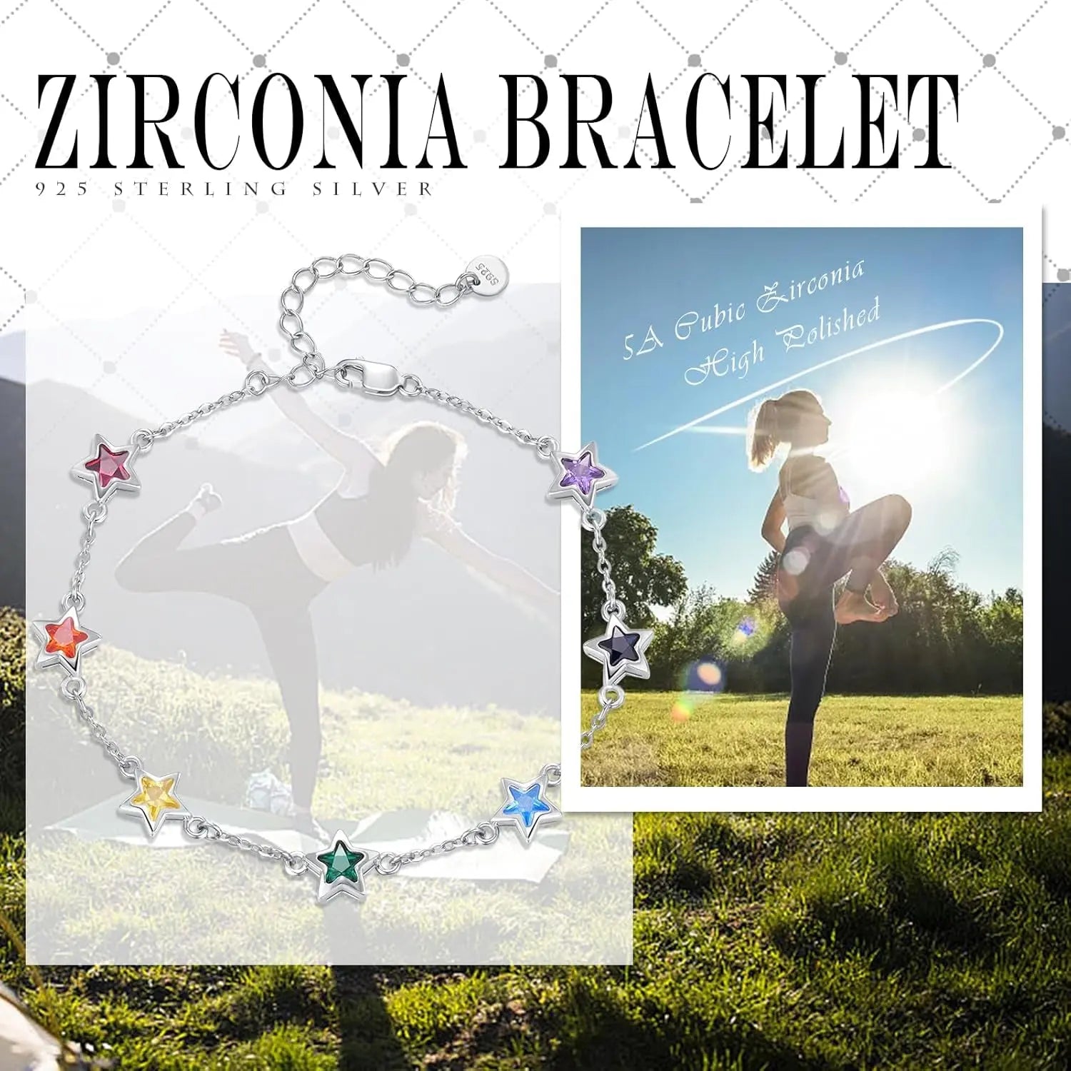 Sterling Silver Multicolor Bracelet 