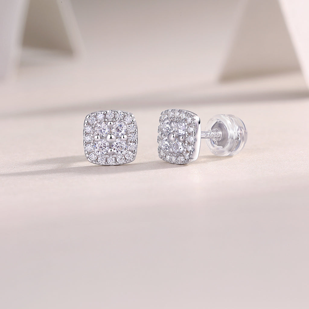 Fog Sea - Moissanite S925 Sterling Silver And Platinum-plated Stud Earrings
