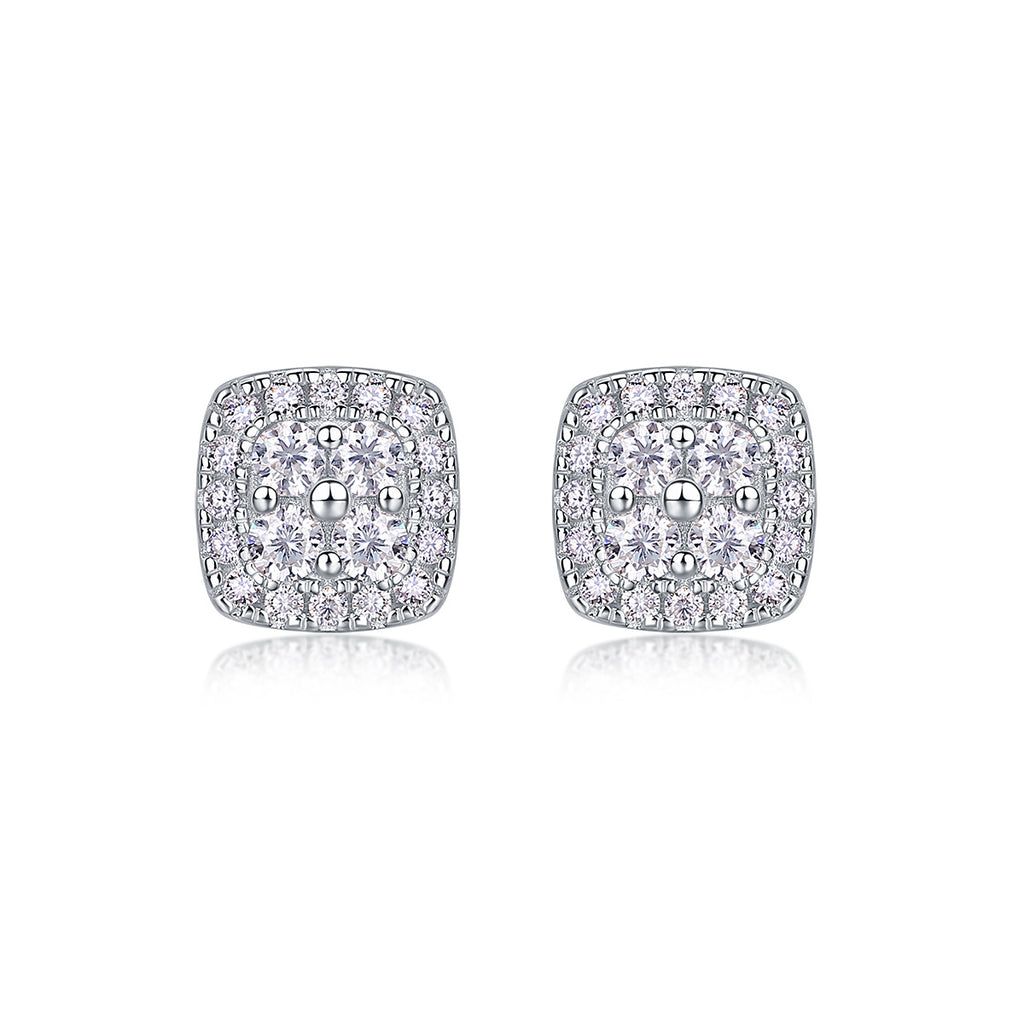 Fog Sea - Moissanite S925 Sterling Silver And Platinum-plated Stud Earrings