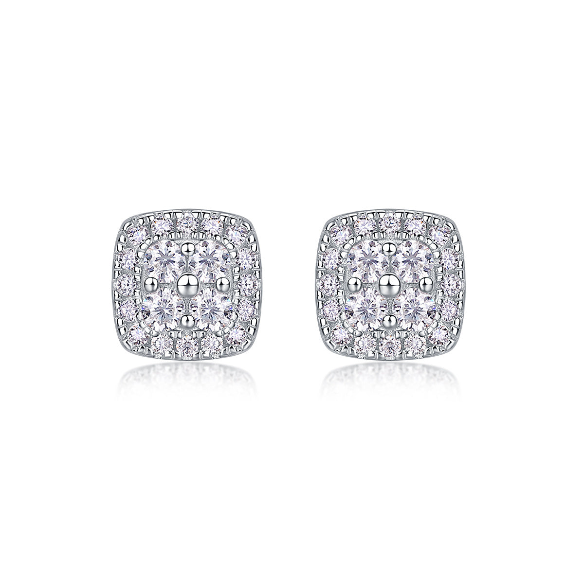 Fog Sea - Moissanite S925 Sterling Silver And Platinum-plated Stud Earrings