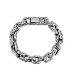 12.5mm Thick Meteorite Crater Silver Titanium Steel Bracelet