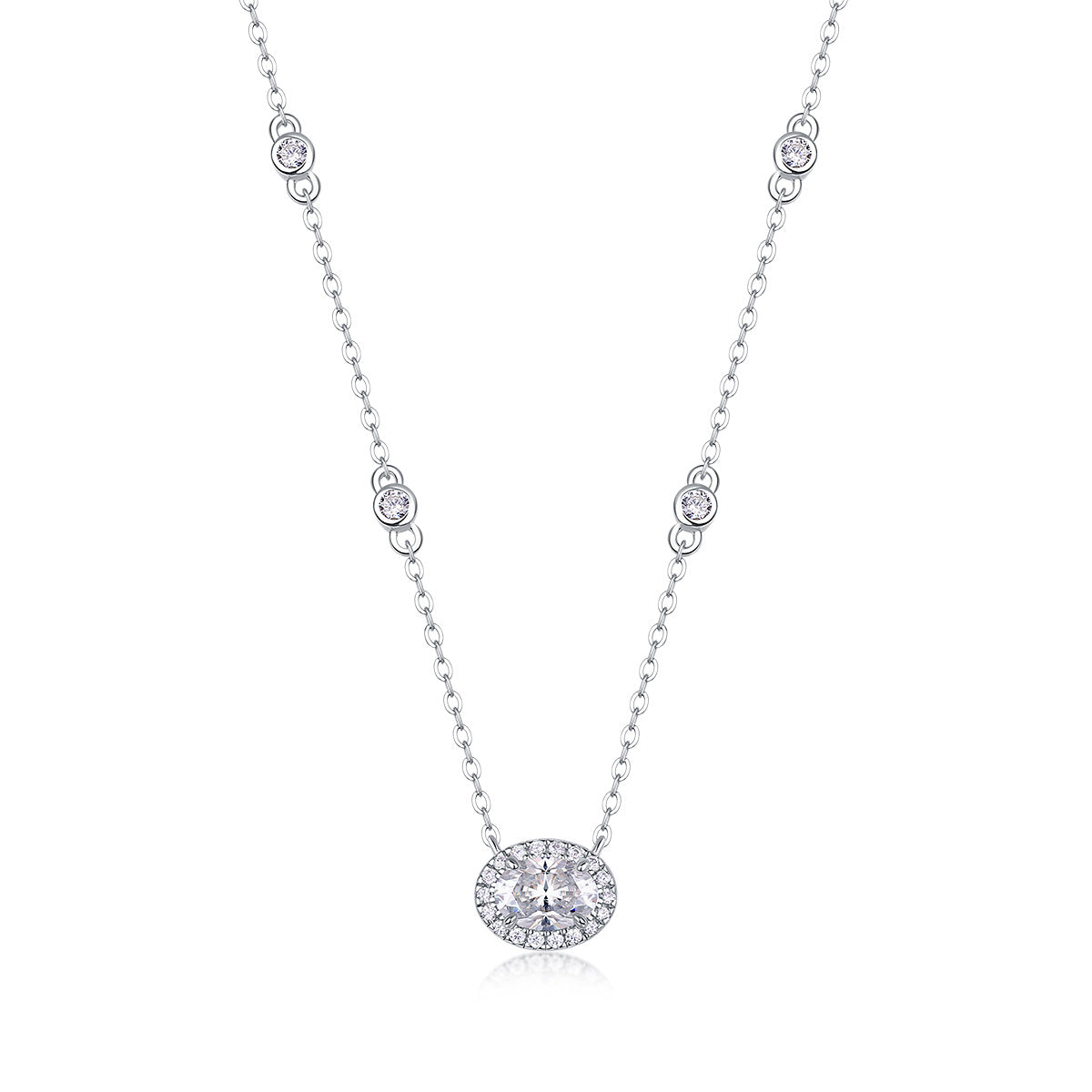 White Summer Night - Egg-shaped Moissanite S925 Sterling Silver And Platinum Plating Pendant