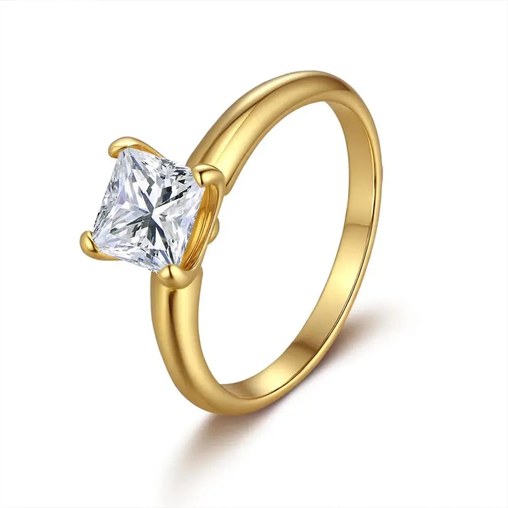 Light Luxury 18K Real Gold Princess Shape Ring Ring 1Ct One Carat Moissanite Designer Ring Wedding Ring Sets for Women