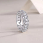 A Luxurious And Fashionable Light Luxury Jewelry Silver Ring Set With Top-quality Moissanite, S925 Silver Plated With Platinum NP Collection
