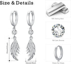 925 Sterling Silver Angel Wings Dangle Earrings