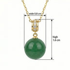 925 Sterling Silver Elegant Green Jade Sphere Pendant Necklace with Diamond Accents on a Shimmering Link Chain NP Collection