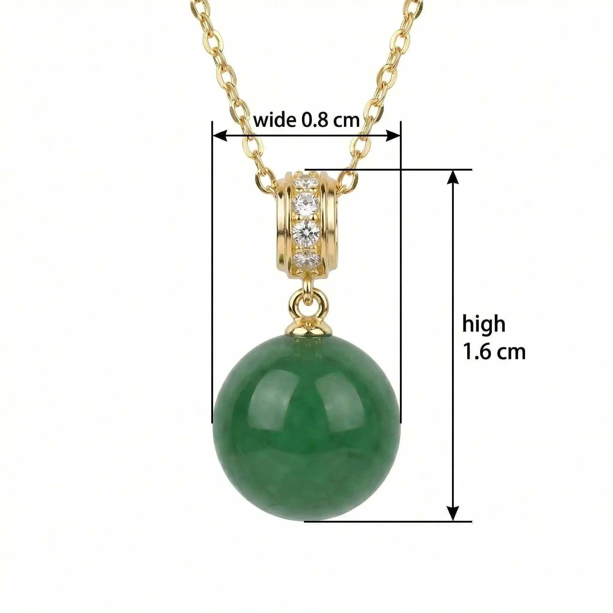 925 Sterling Silver Elegant Green Jade Sphere Pendant Necklace with Diamond Accents on a Shimmering Link Chain NP Collection
