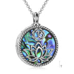 925 Sterling Silver Yoga Lotus Urn Necklace – Abalone Shell Memorial Cremation Jewelry - N&P Colletion