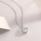 1Round and Smooth Diamond Jewelry Piece Set with 2-Carat Moissan Diamonds, S925 Sterling Silver and Platinum-Plated Pendant 