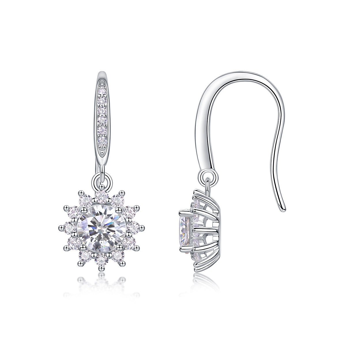 Qingcheng - Half-carat Moissan Diamond S925 Sterling Silver And Platinum-plated Stud Earrings