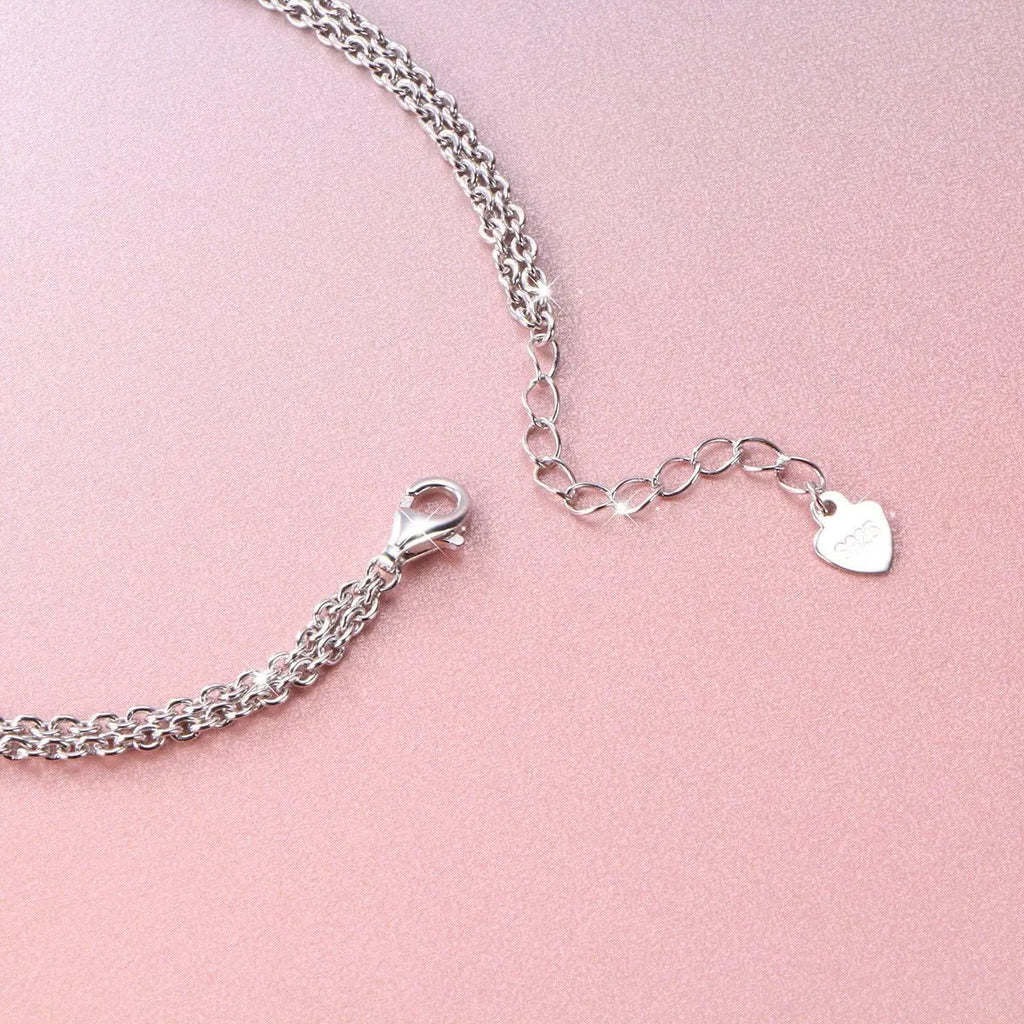S925 Sterling Silver I Love U Forever Love Heart Double Chain Bracelets