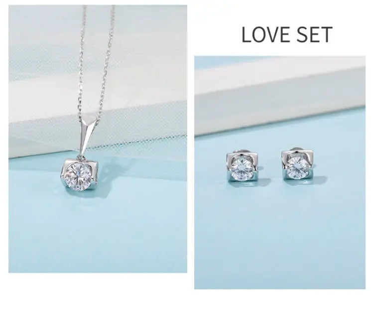 Fashion Stud Necklace S925 Sterling Silver Jewelry Set – Elegant Matching Jewelry Set NP Collection