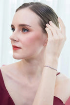 Sterling Silver Simulated Gemstone 2Mm round Bezel-Set Adjustable Dainty Tennis Stack Bracelet 