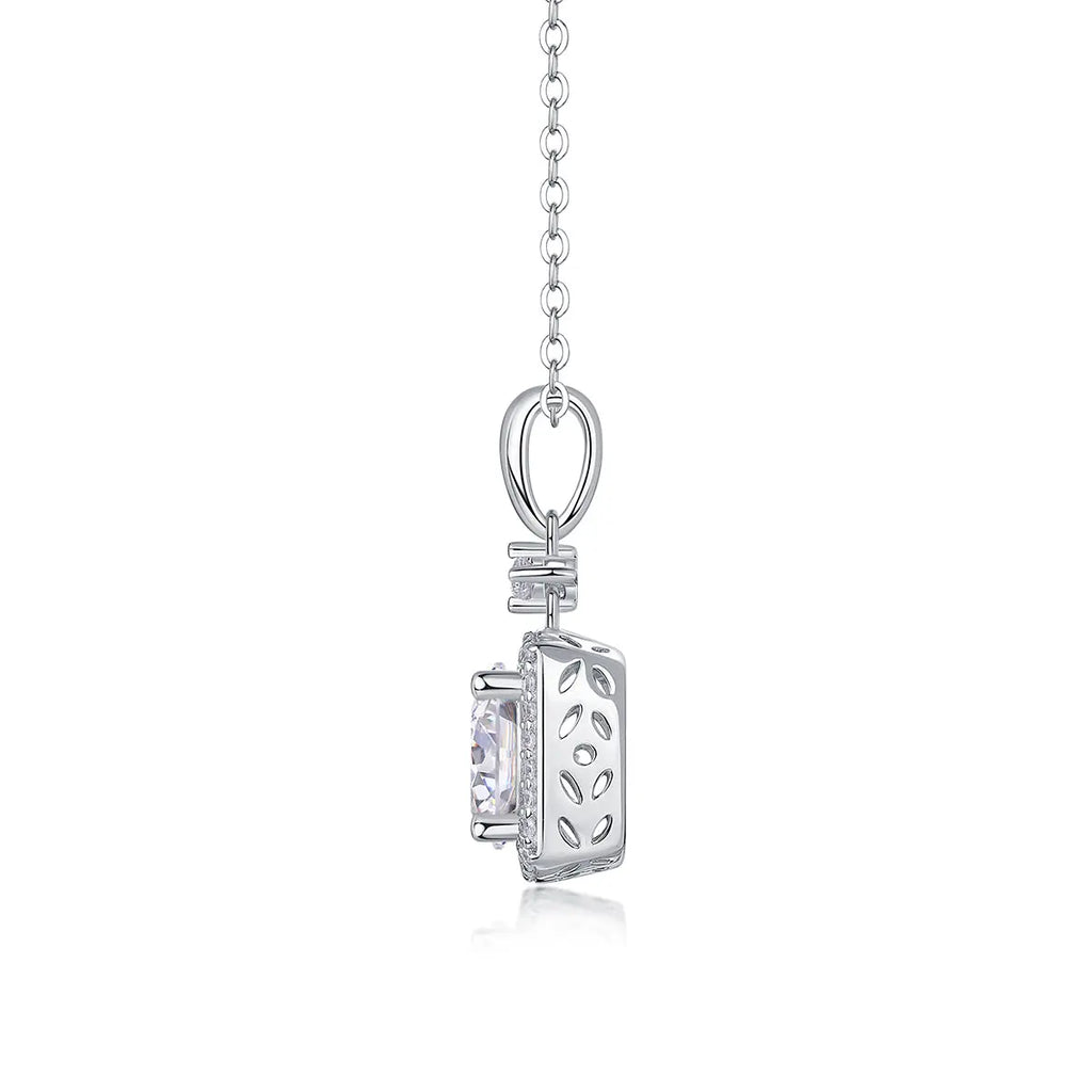 1Innocence Diamond Jewelry Piece Set with 2-Carat Moissanite S925 Sterling Silver and Platinum-Plated Pendant