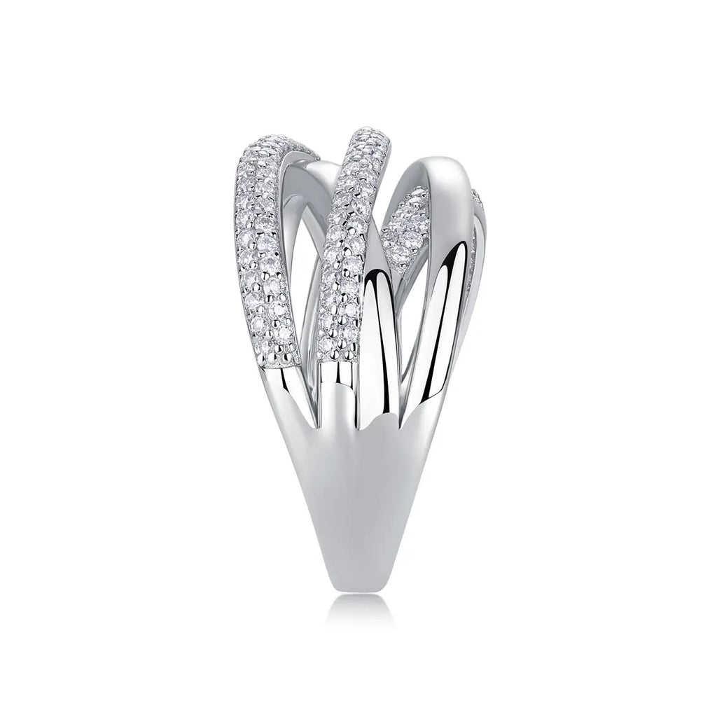 1Brilliant Interweaving Moissanite S925 Sterling Silver and Platinum-Plated Diamond Ring