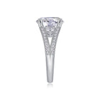 1Elegant Radiance - Ring with 5-Carat Moissanite S925 Sterling Silver and Platinum-Plated Diamond 