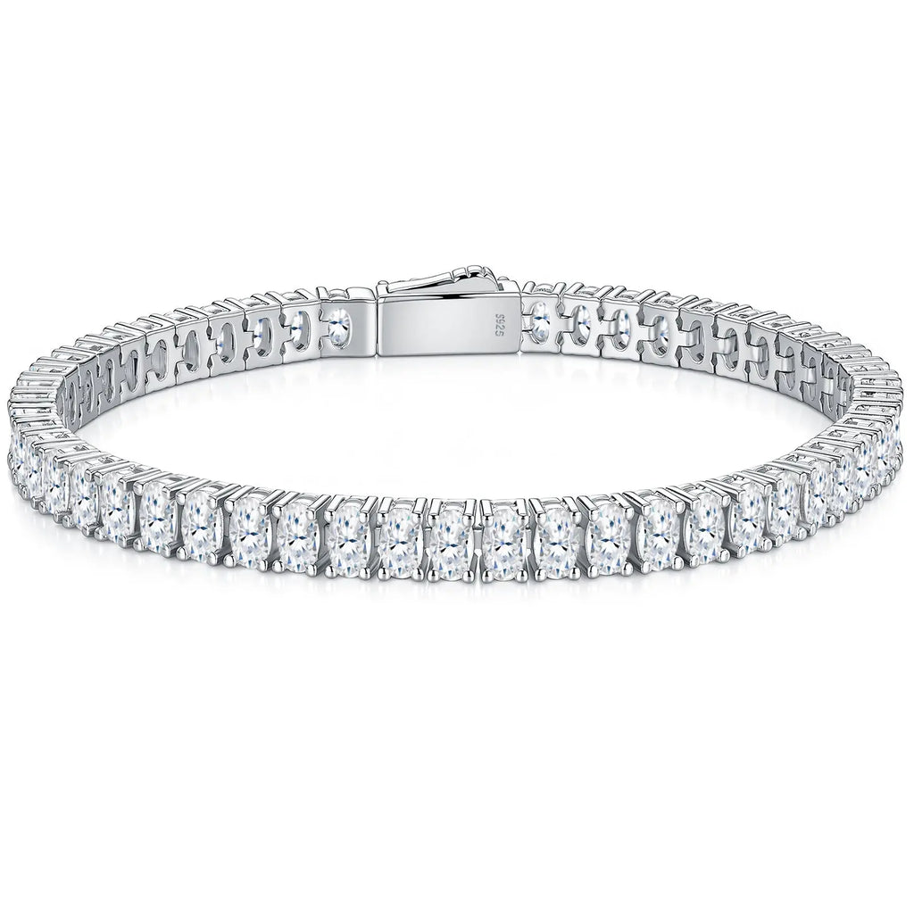 A Luxurious And Fashionable Minimalist Jewelry Bracelet Featuring Moissanite, Made Of S925 Silver Electroplated With Platinum. - N&P Colletion