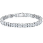 A Luxurious And Fashionable Minimalist Jewelry Bracelet Featuring Moissanite, Made Of S925 Silver Electroplated With Platinum. - N&P Colletion