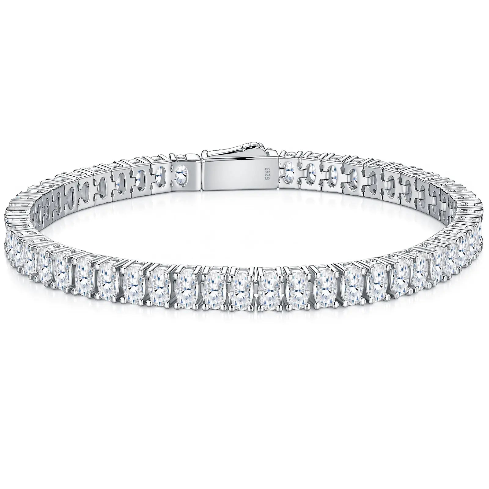 A Luxurious And Fashionable Minimalist Jewelry Bracelet Featuring Moissanite, Made Of S925 Silver Electroplated With Platinum. - N&P Colletion
