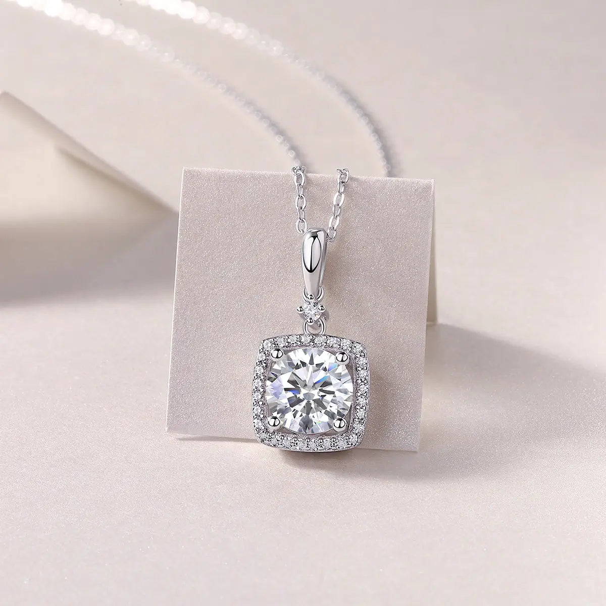 1Innocence Diamond Jewelry Piece Set with 2-Carat Moissanite S925 Sterling Silver and Platinum-Plated Pendant