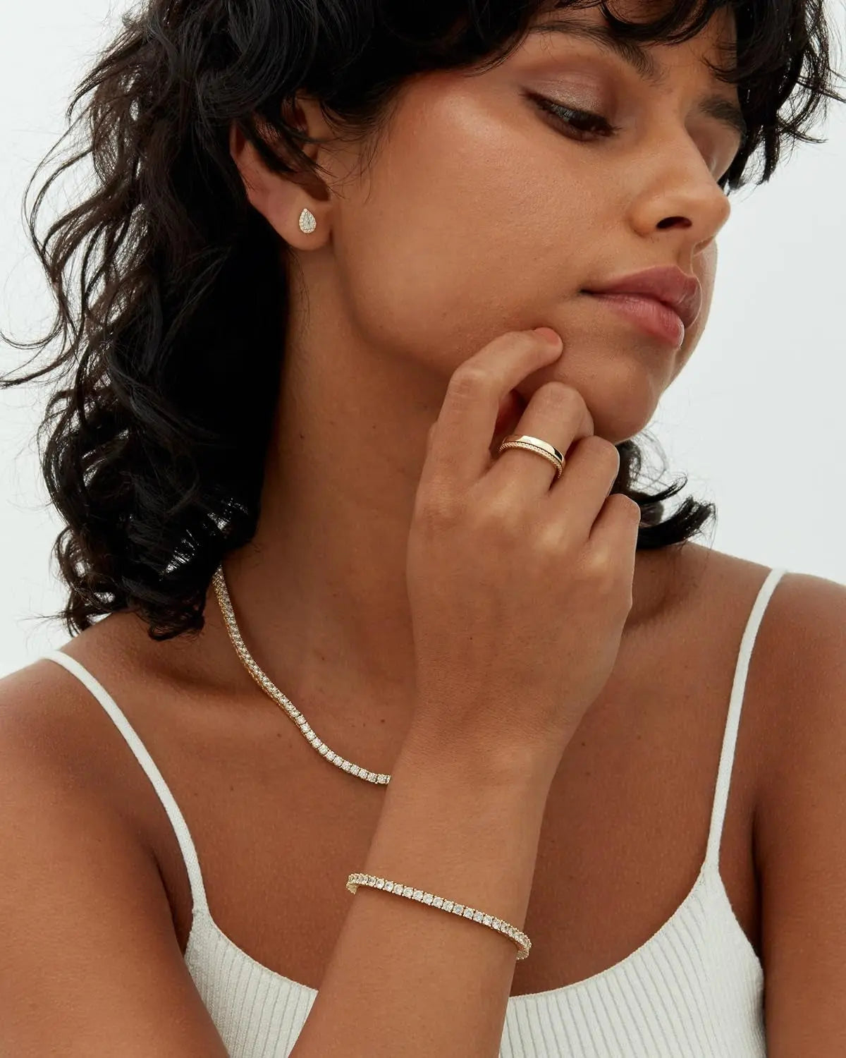 14K Gold Plated 3Mm Cubic Zirconia Classic Tennis Bracelet 