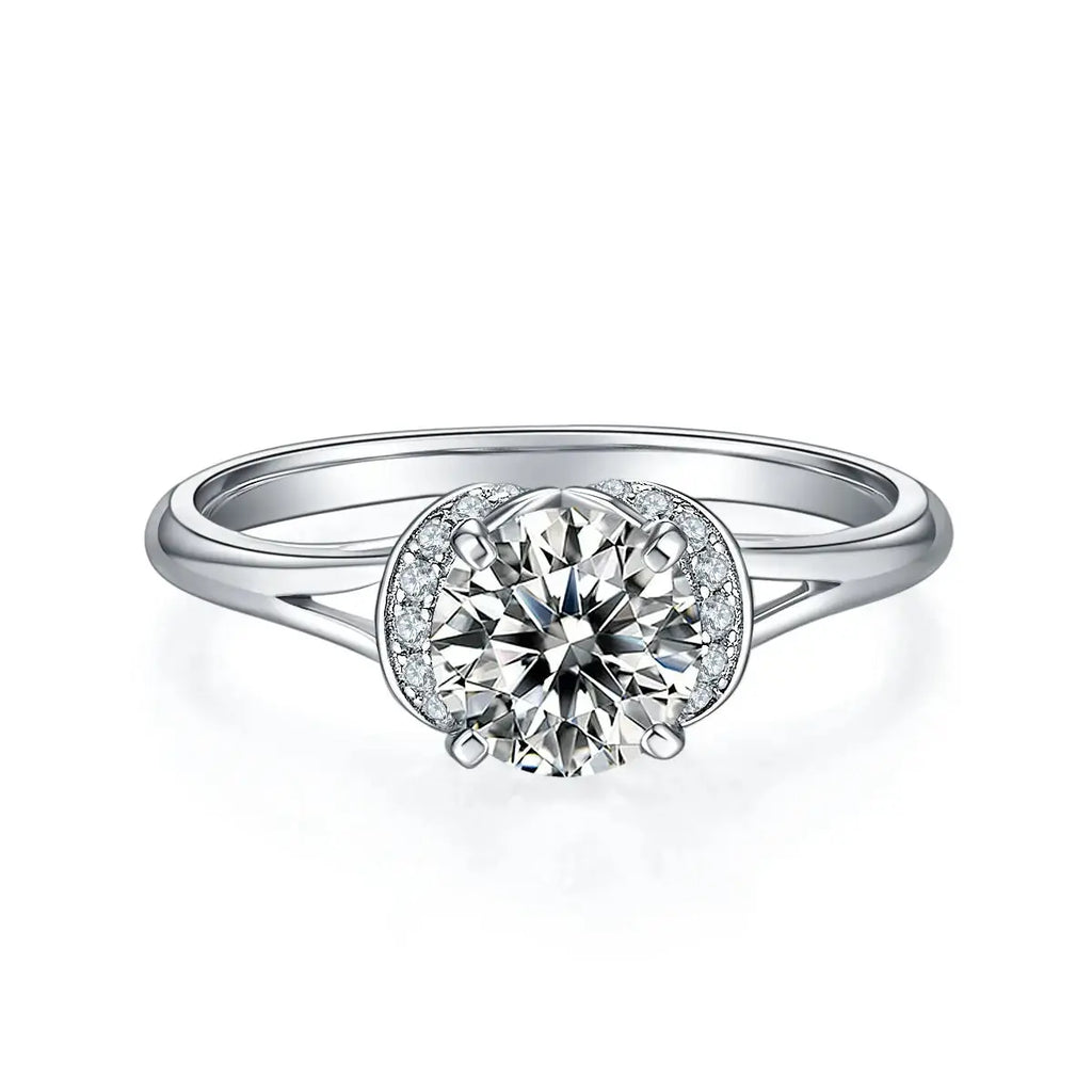 1-carat Luxury And Fashionable Light Luxury Jewelry Silver Ring Set With Top-quality Moissanite, S925 Silver Plated Platinum NP Collection