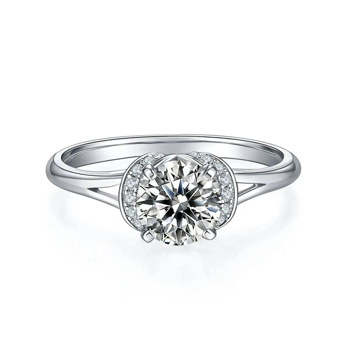 1-carat Luxury And Fashionable Light Luxury Jewelry Silver Ring Set With Top-quality Moissanite, S925 Silver Plated Platinum NP Collection