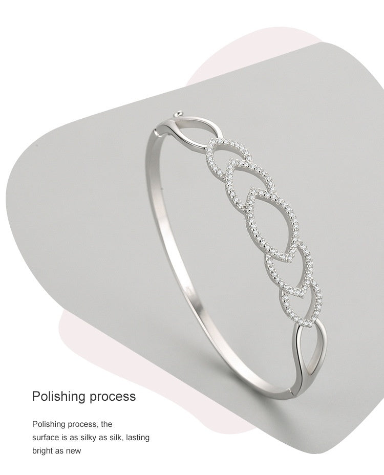 S925 Sterling Silver Chain Hollow Jeweled Bracelet