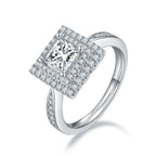 Square Moissanite S925 Platinum-Plated Silver Ring – Luxurious Light Luxury Jewelry NP Collection
