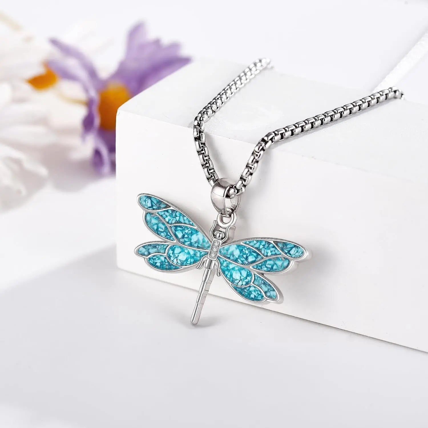 Turquoise Necklace Dragonfly 925 Sterling Silver 