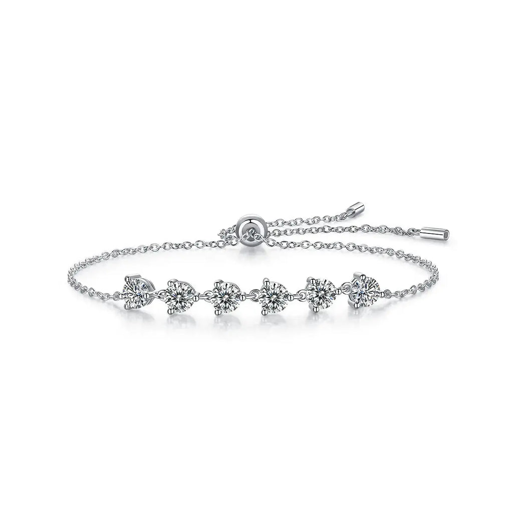 Dreamy Beauty Permeates - A Fashionable And Light Luxury Jewelry Silver Bracelet And Bracelet Set With Top-quality Moissanite, S925 Silver-plated Platinum NP Collection